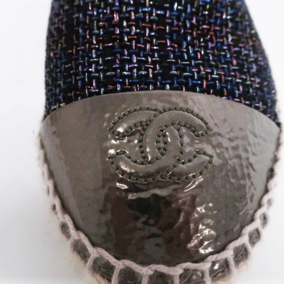 Chanel Metallic Tweed CC Cap Toe Espadrille Flats - Picture 7 of 8